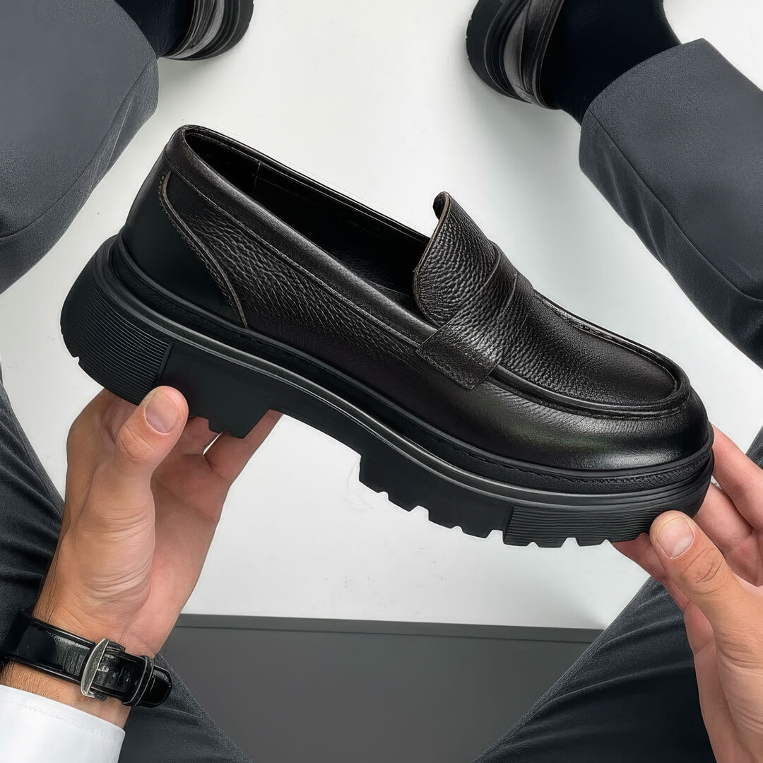 Mocassin Chunky Cuir Authentique – Ref: 101 Noir