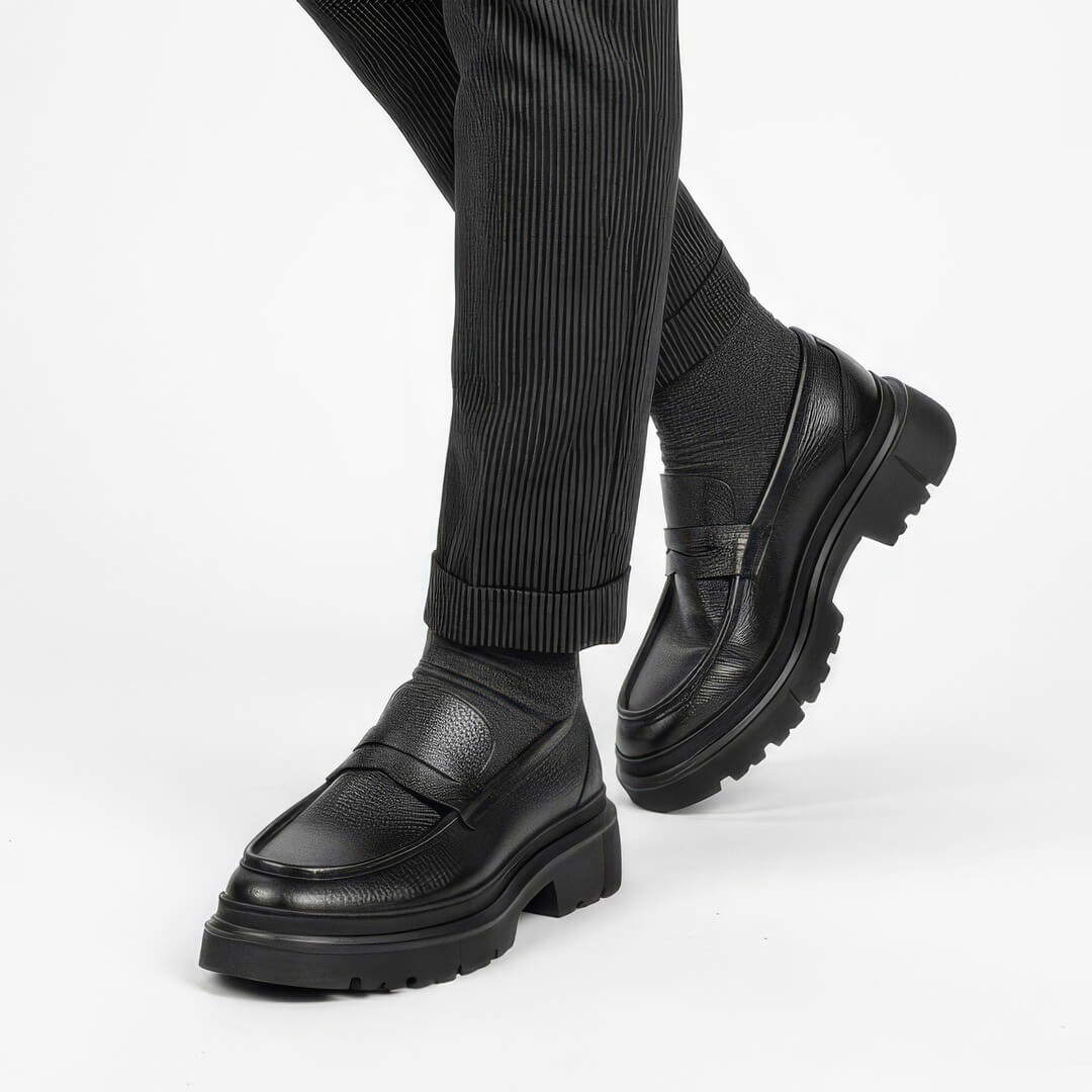 Mocassin Chunky Cuir Authentique – Ref: 101 Noir