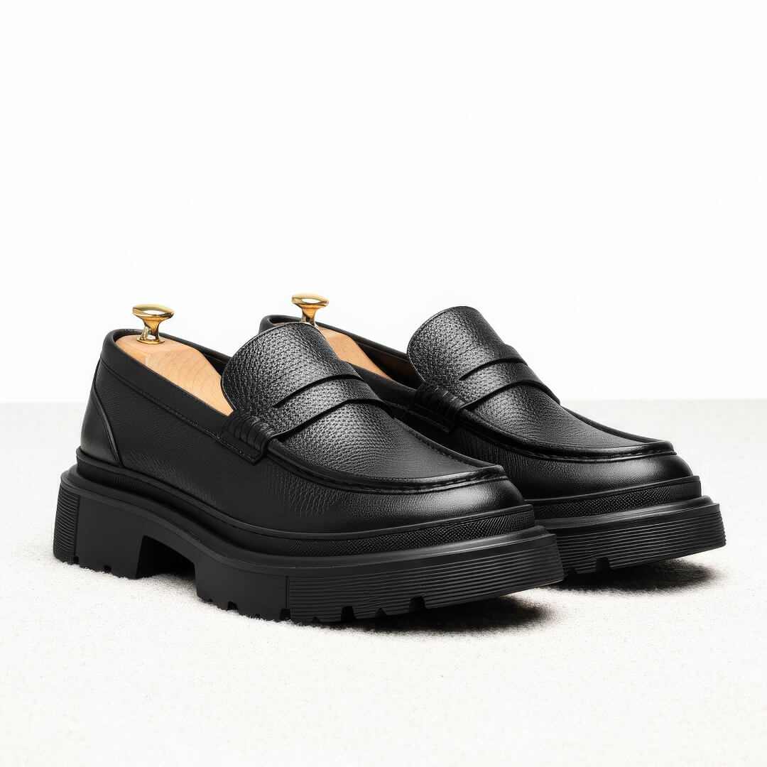 Mocassin Chunky Cuir Authentique – Ref: 101 Noir