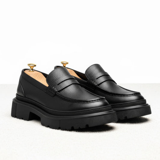Mocassin Chunky Cuir Authentique – Ref: 101 Noir