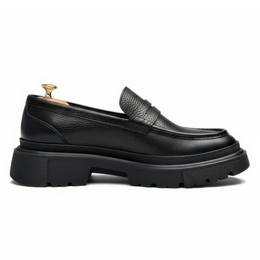 Mocassin Chunky Cuir Authentique – Ref: 101 Noir