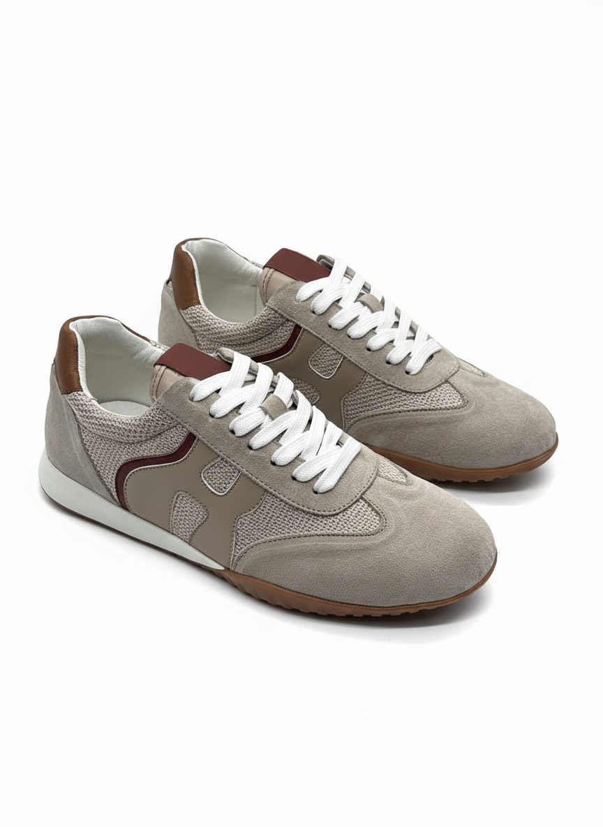 Baskets rétro beige en daim – Confort & style urbain