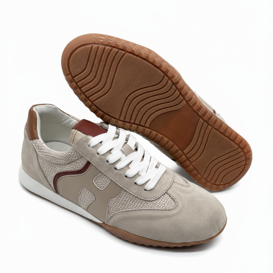 Baskets rétro beige en daim – Confort & style urbain
