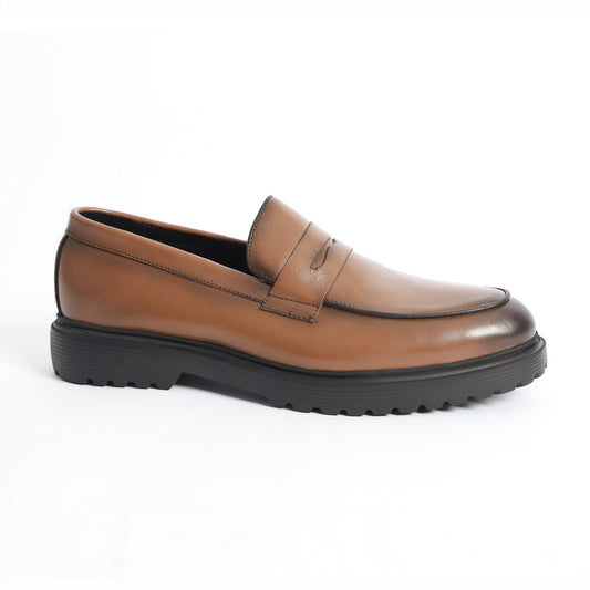 Mocassin Chunky Cuir Authentique – Ref: 2101 Marron Vintage