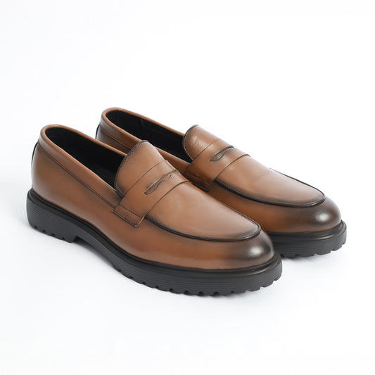 Mocassin Chunky Cuir Authentique – Ref: 2101 Marron Vintage